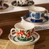 Painted Flowers Pattern Ceramic Cup&saucer Dining Table Gold-plated Coffee Mug Milk Tea Cup Afternoon Tea Teacup Juice Container