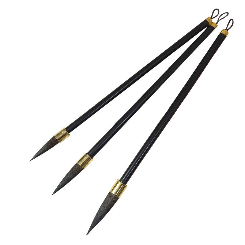 Ash-Tailed Mouse Whiskers Calligraphy Brush Set: Large, Medium, Small - Regular & Running Script with Metal Pen Holder for Beginners