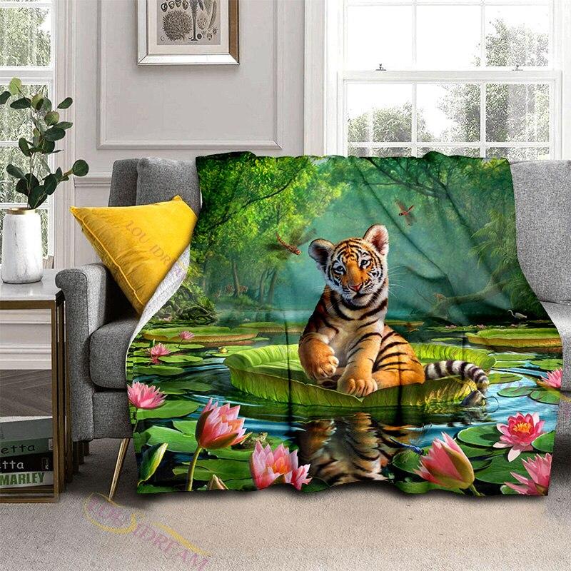 Galaxy Animal Tiger Print Fluffy Blanket Home Decoration Suitable for Living Room Bedroom Office Office Travel Blanket
