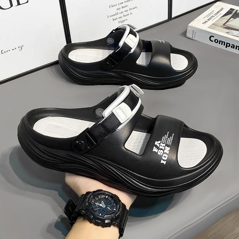 Summer slippers men's outdoor wear sports beach shoes couple's new non-slip one-word drag driving casual men's sandals