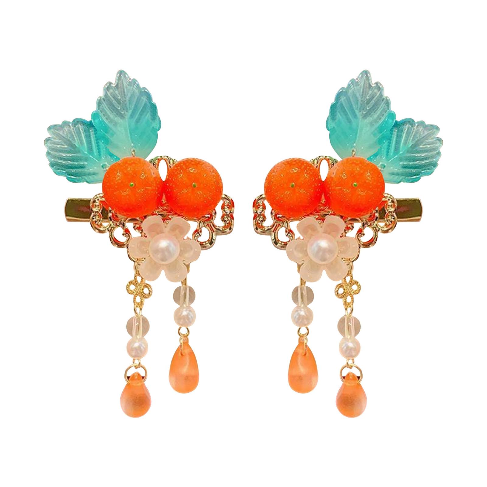 

Пара детских заколок для волос в виде оранжевых фруктов, милые детские заколки и аксессуары для волос, свежие карточки с кисточками для малышей. One Size оранжевый