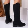 Fashion Tall Retro New Knight Riveted Boots Women's Boots Niche Hot Mid-heel