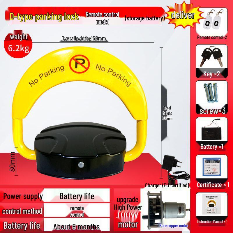 Smart Electric Parking Space Lock with Remote Control & No-Drill Installation - Anti-Occupation Induction Model