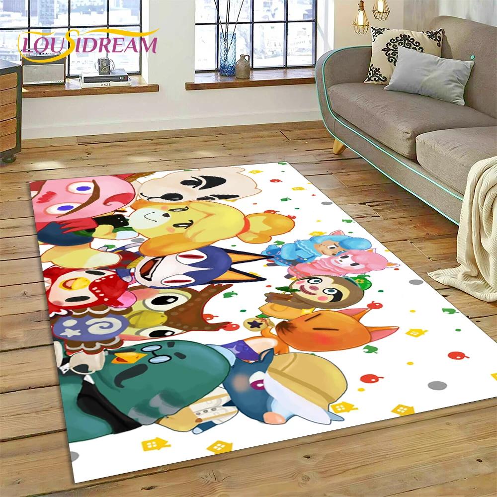 Niedlicher Animal Crossing New Horizons Cartoon Teppich für Schlafzimmer Wohnzimmer Zuhause Sofa Dekoration, Kinderspiel Große Dekor Bodenmatte