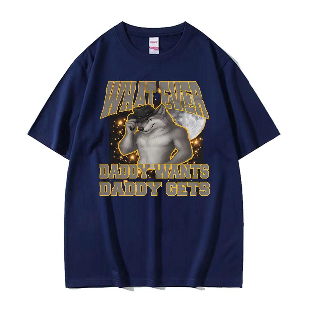 Alpha Wolf Daddy Vintage Humor Gift Tee Shirt Men Women Fashion Summer Short Sleeve Tshirts Casual Oversized T Shirt Streetwear