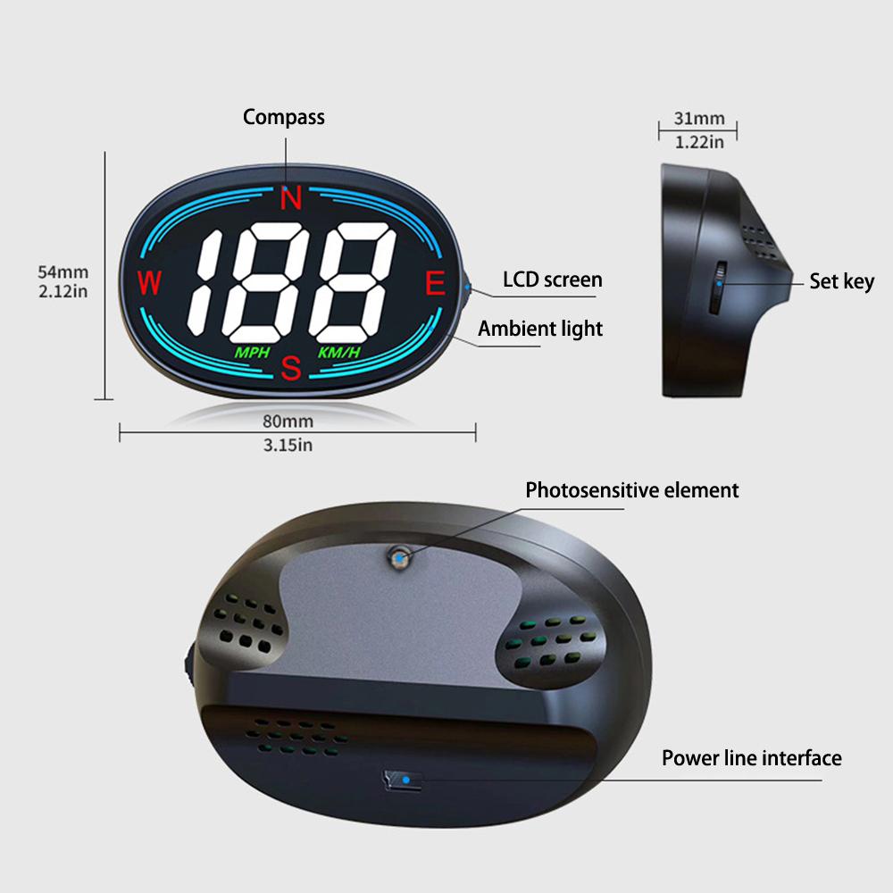 NEW GPS Car Digital Speedometer HUD Head-up Display Speed Alarm Gadgets Inteligentes for All Car MPH KMH