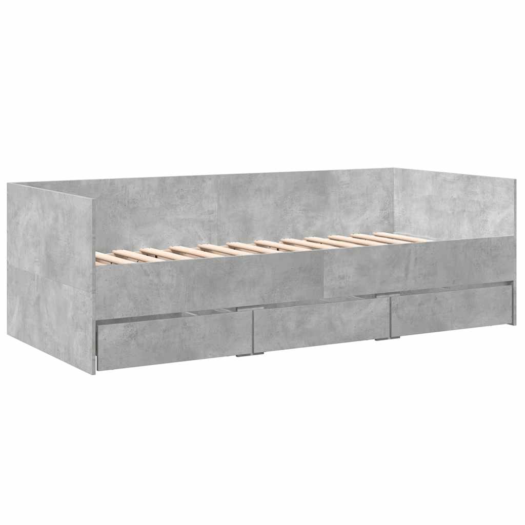 Daybed with Drawers Without Mattress Concrete Gray 90 x 190 cm