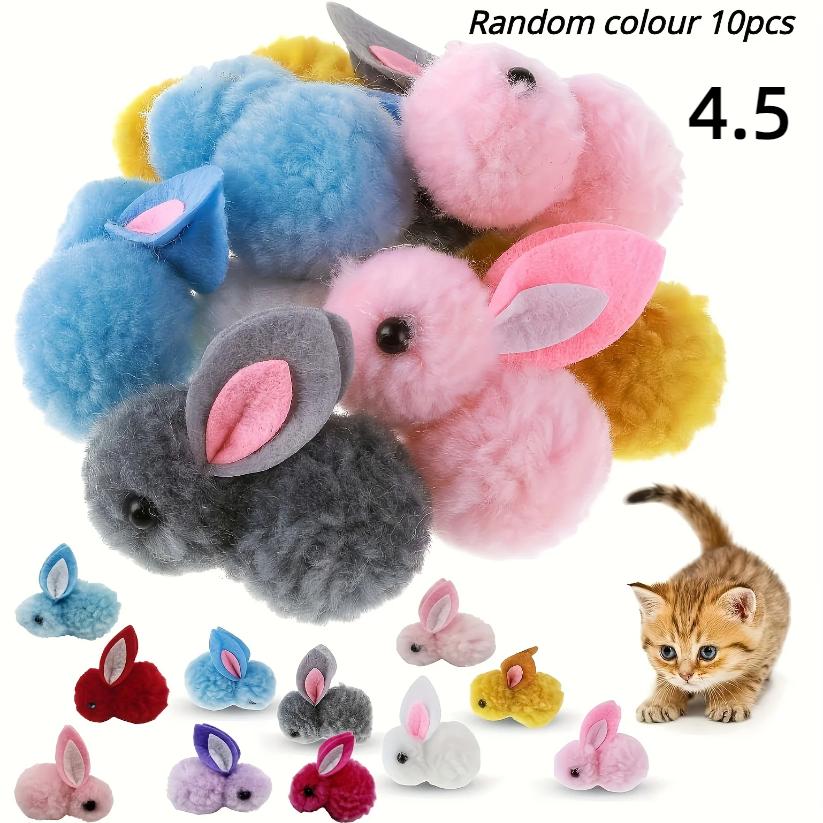 10 шт. Цвет случайный Плюшевые игрушки-кошки-кролики, Мягкие, интерактивная игрушка для кошек Кроличьи мячики, Цветные, Мягкие и милые Плюшевые мячики-игрушки для кошек
