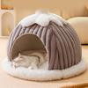 Soft Cat Bed Deep Sleeping Bed Dog Cat Winter House Pumpkin Shape Enclosed Pet Tent for Kitten Puppy Sleeping Supplies
