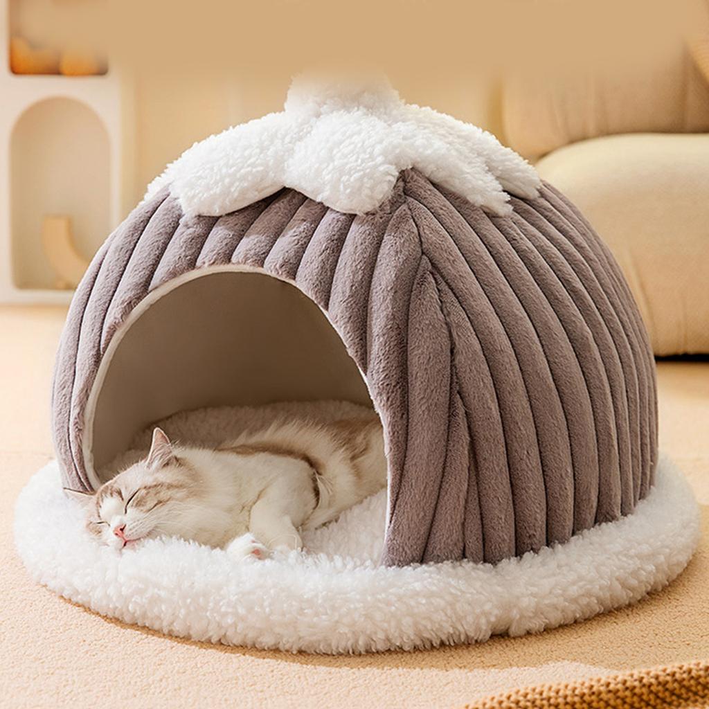 Soft Cat Bed Deep Sleeping Bed Dog Cat Winter House Pumpkin Shape Enclosed Pet Tent for Kitten Puppy Sleeping Supplies