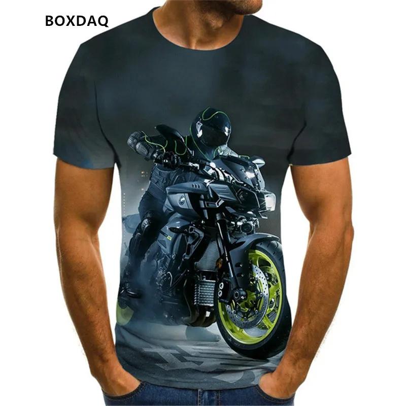 Men's Motorcycle Cool Racing Driver T-Shirts Summer Short Sleeve 3D Print Moto & Biker Street Style Male Tees 6XL Plus Size Tops