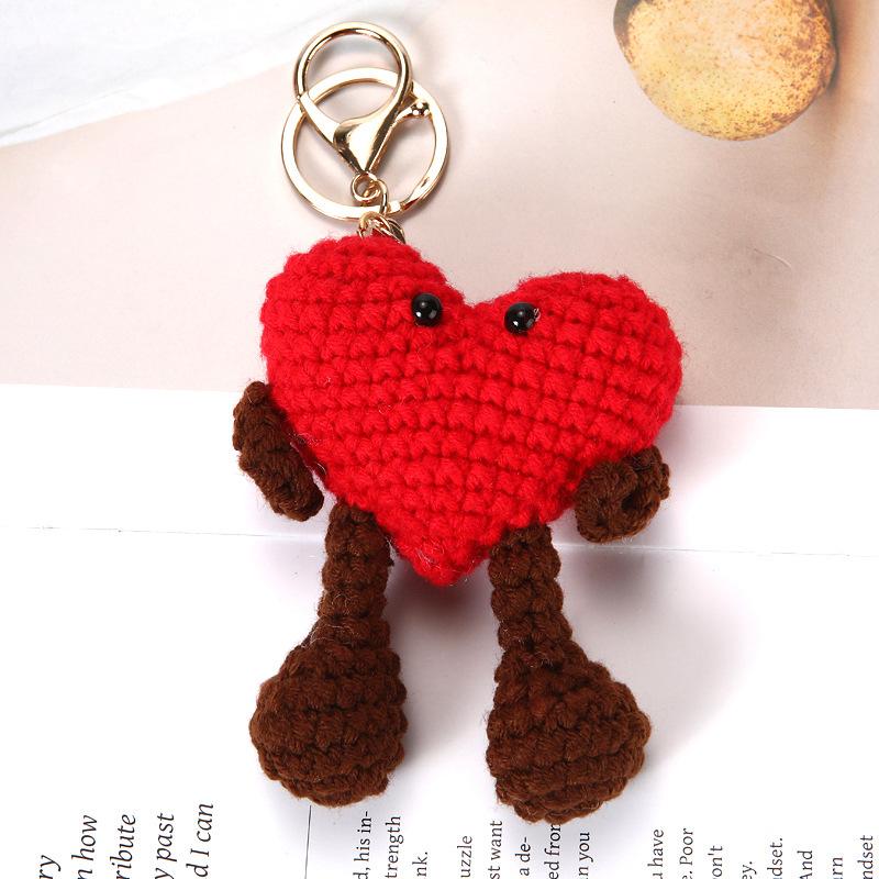 Funny Bread Doll Series Crochet Keychain Handmaking Crochet Hamburger Keyrings Creative Knitted Doll Gifts Knitting Keyrings