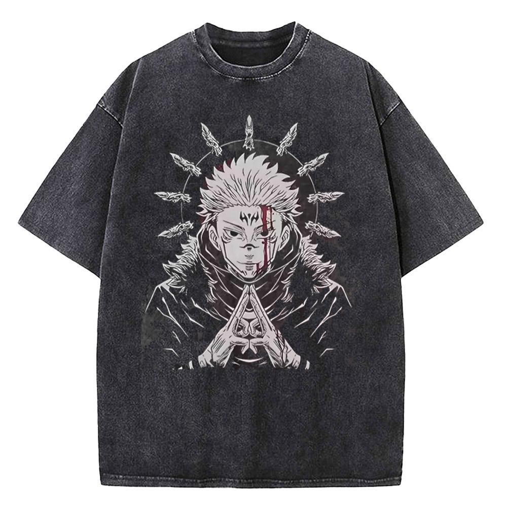 

Макора Jujutsu Kaisen Футболка Аниме Винтажная Стиранная Оверсайз Футболка Летняя Высококачественная Чистый Хлопок Футболки Топы Мужская Одежда XL