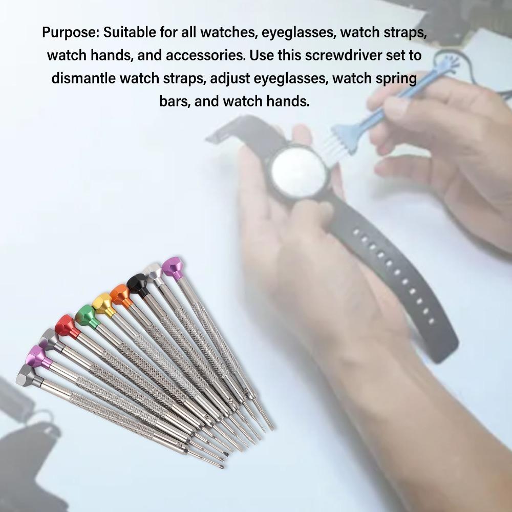 10pcs Textured Grip Watch Repair Screwdriver Set Jewelry Screwdriver Set  Electronics