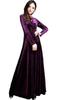 Vestido longo de veludo Platinum Liberty, perfeito para festas e dança, decote em V, cintura alta, cintura império, comprimento maxi, salões. (roxo, L).