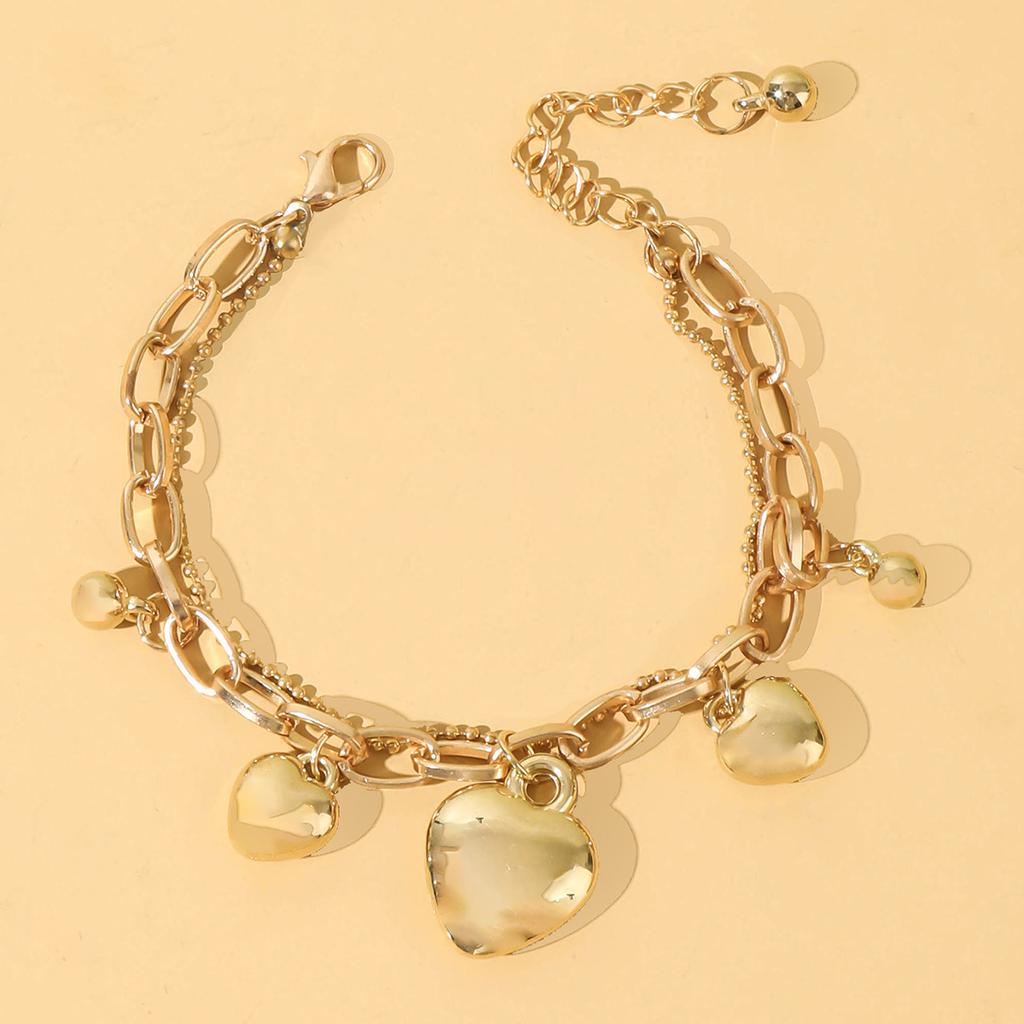 Cross border European and American peach heart super sparkling two-color bracelet, simple and elegant, versatile bracelet