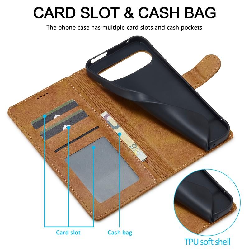 EUCAGR Luxury Magnet Flip Wallet Phone Case For Google Pixel 10 10 Pro XL 9A 9 Pro 8A 8Pro 7A 7Pro 6A 6 Pro Card Holder Cover
