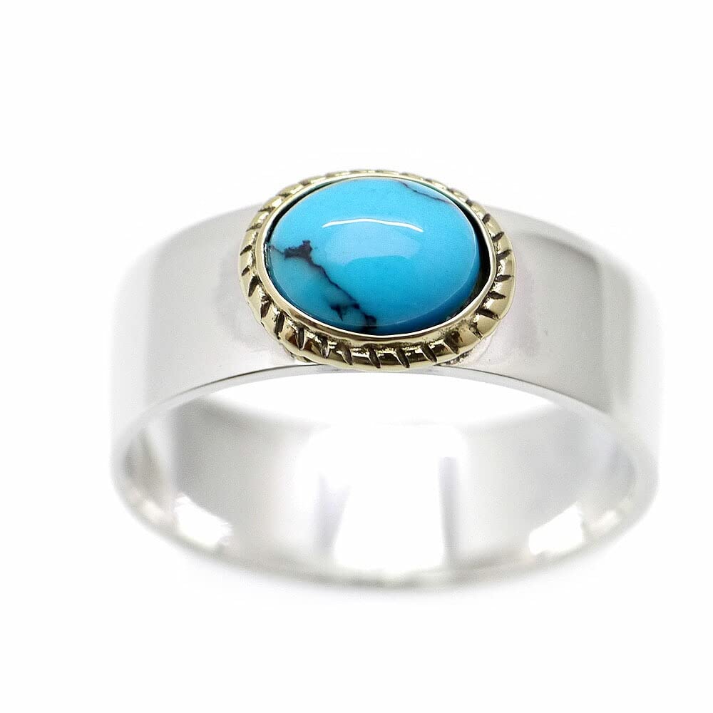

Кольцо Kinawa Turquoise Silver 925 Flat A3 Размер 7 мм Кольцо [Silver One] Мужское [Ширина 17]