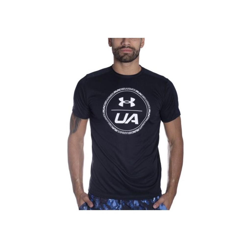Under Armour Solid Logo Breathable Crew Neck Short Sleeve T-Shirt Men tops Black 1364874-001
