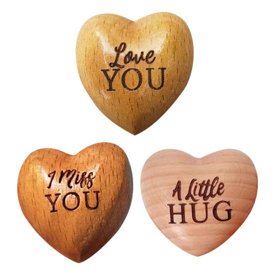 Wooden Heart Pocket Hug Token Love Reminder Portable Keepsake Mini Love Heart