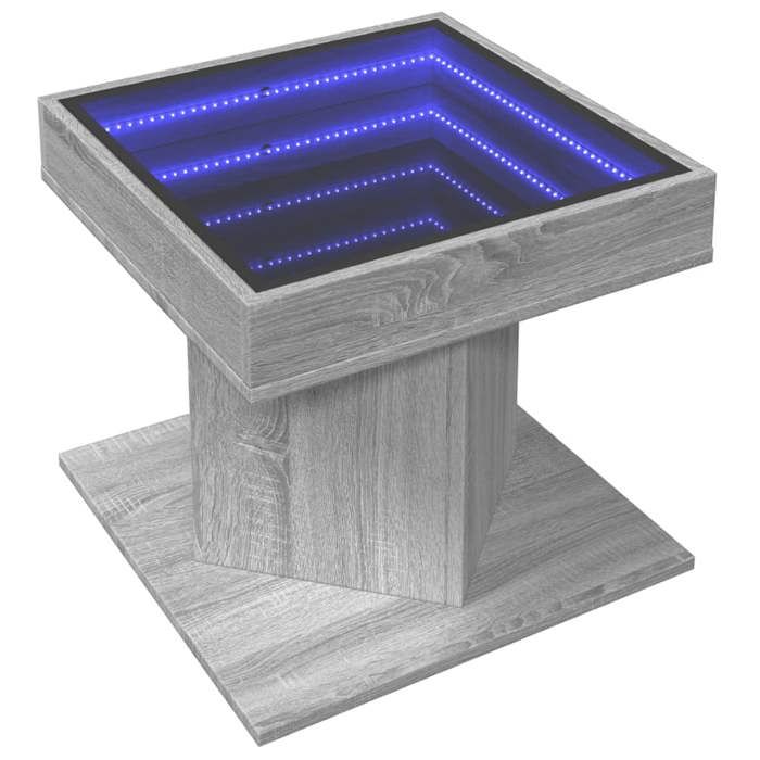 VidaXL Table basse avec LED sonoma gris 50x50x45 cm bois d'ingénierie, table d'appoint, table de salon, table latérale, bout 847565