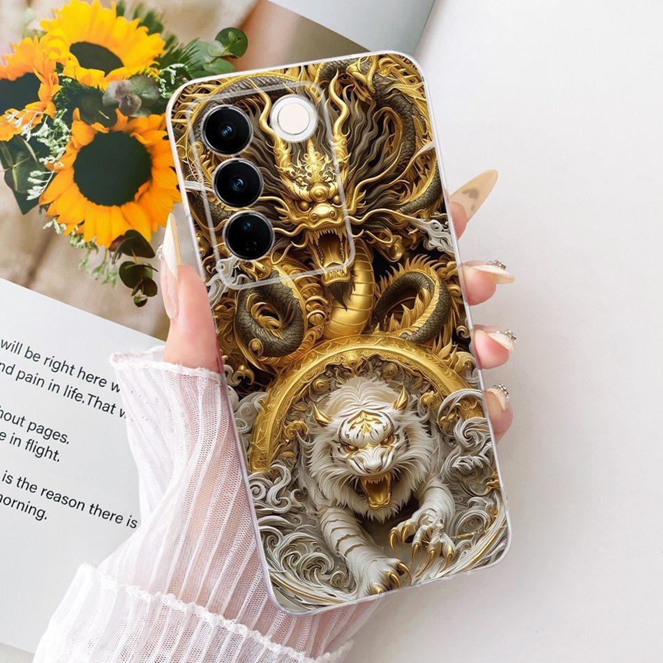For Vivo V27 V27Pro Cool Dragon Tiger Pattern Phone Case For Vivo V 27 V27 Pro V2230 V2231 Soft Silicone TPU Cases