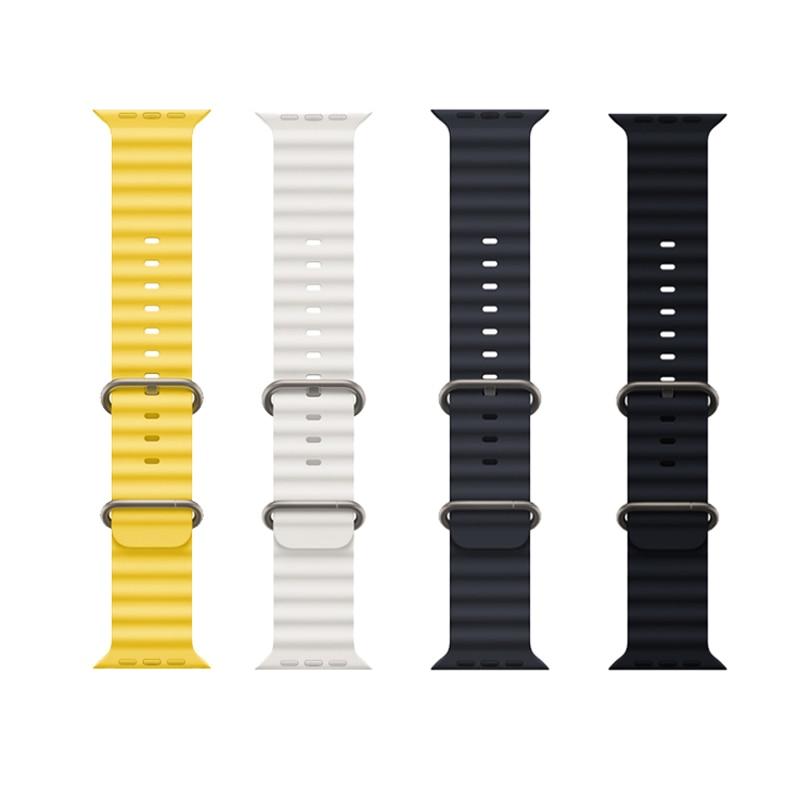 Silikonový řemínek YurKem Ocean pro Apple Watch 49 mm, 45 mm, 44 mm, 40 mm, 41 mm, 42 mm, 38 mm, pro iWatch Ultra řady 8, 7, 6, 5, 4, 3, SE