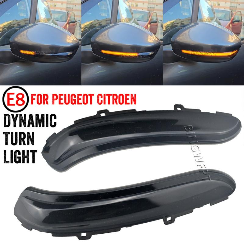 2PCS Dynamic LED Side Mirror Blinker Lights Turn Signal Lamps For Peugeot 2008 208 2013-2020 For Citroen C3 MK3 2016-2021
