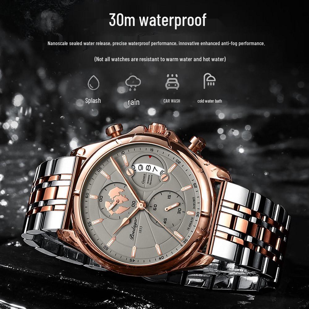 Swiss Waterproof Multifunctional Luminous Men's Fashion Wristwatch