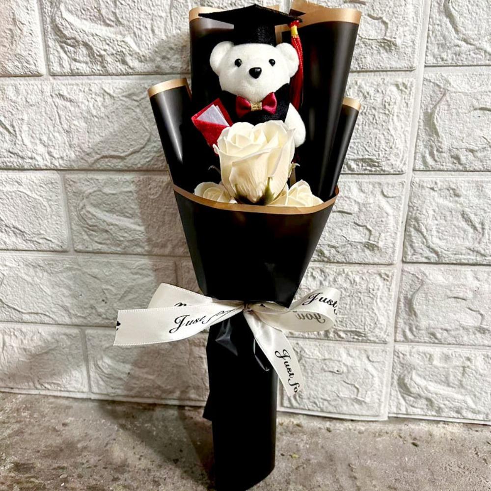 Sunflower Bear Bouquet Bouquet Decoration Rose Sunflower Soap Flower Plush Toy Birthday Party Cartoon Lovely Bear