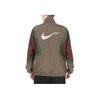 Nike Color Block Brand Logo Stand Collar Zip Long Sleeve Loose Jacket Men jackets Brown HV4886-004