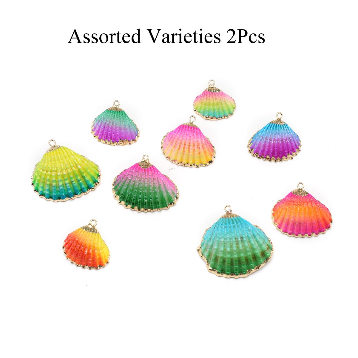 

Подвеска из разноцветных натуральных ракушек, подвески-ракушки в виде гребешков в стиле океана для самостоятельного изготовления женских и мужских ожерелий, декоративных аксессуаров для ключей, изготовления ювелирных изделий 2Pcs/16-30x21-35mm