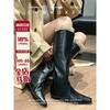 Cowhide version~ Korean version flat bottom but knee boots women's autumn and winter new high boots leather underwear tube boots