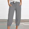 Women's Summer 3/4 Trousers  Summer Trousers With Pockets Causal Loose Trousers Fabric Trousers Sport Leisure Beach Trousers