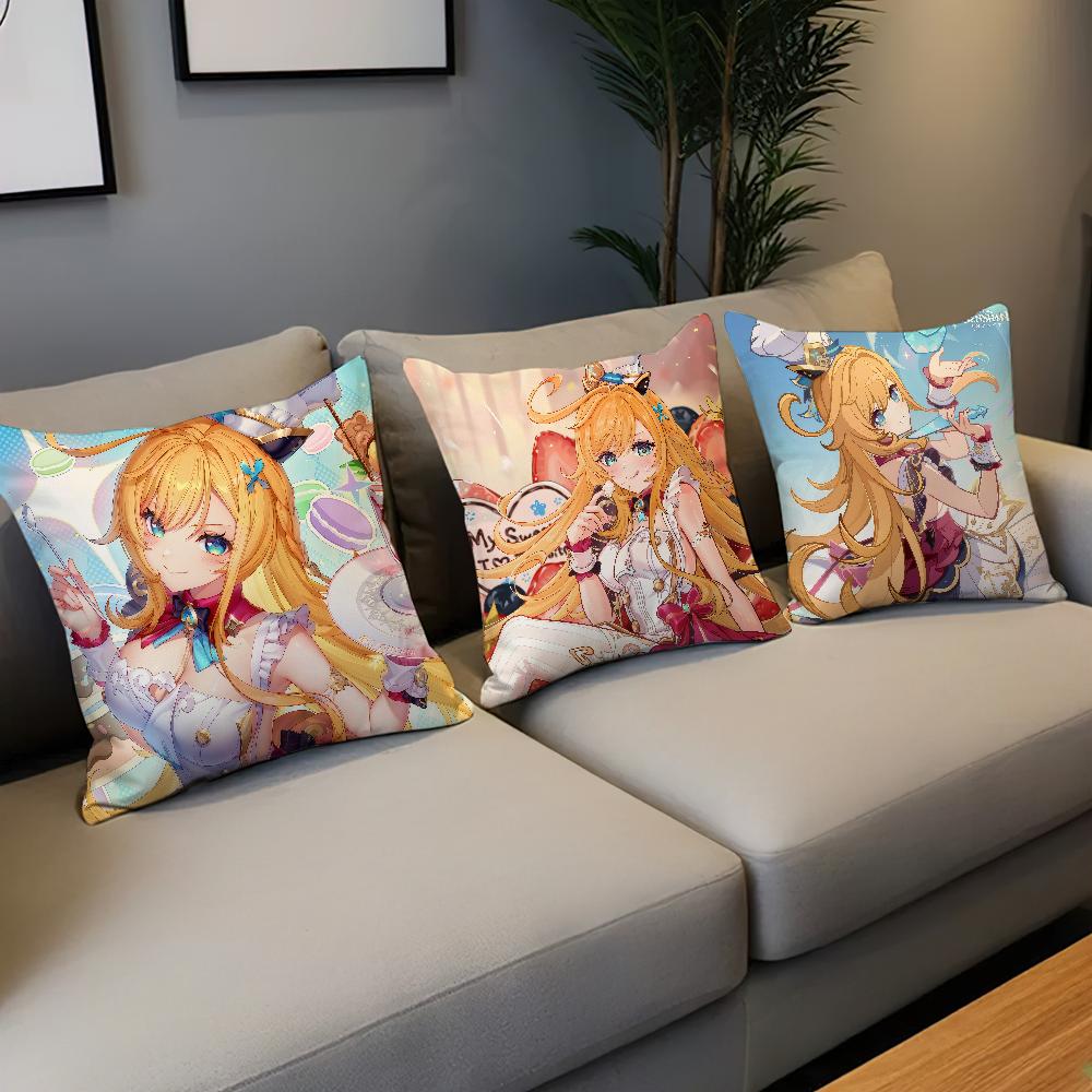Game Comfortable Soft Pillow Case for Sofa Fanart Escoffier Genshin Living Room Home Office Decor Protective Covers