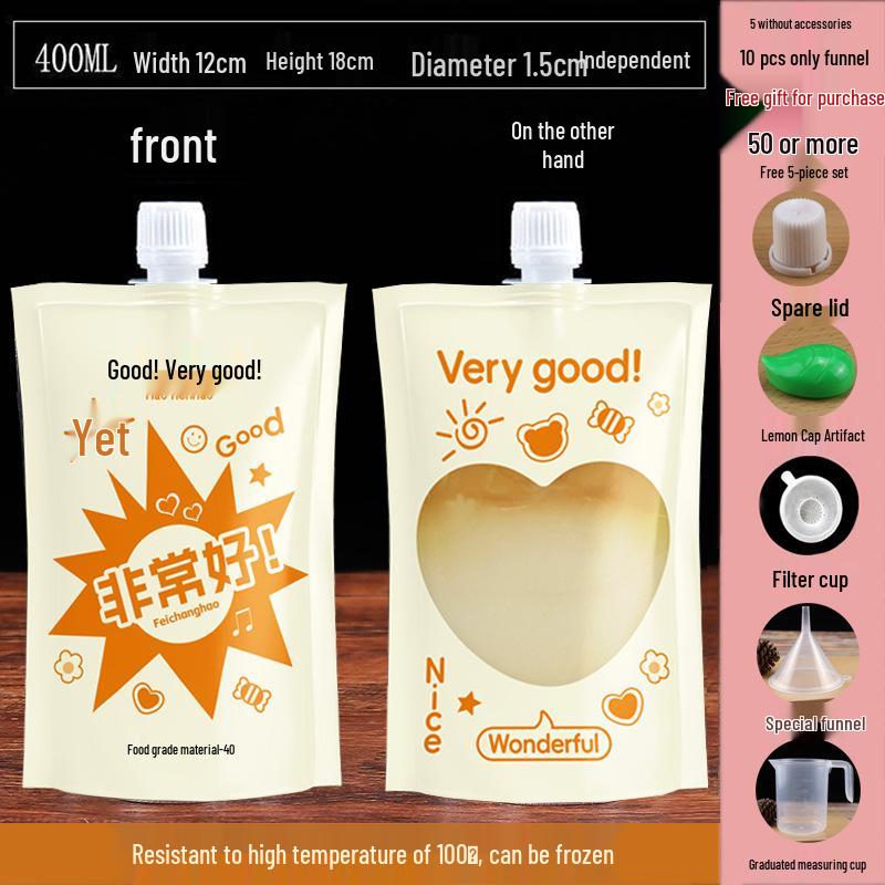 Disposable Transparent Spout Bag for Soy Milk, Chinese Medicine, Soup, or Beverages - Self-Standing and Convenient for Takeaway