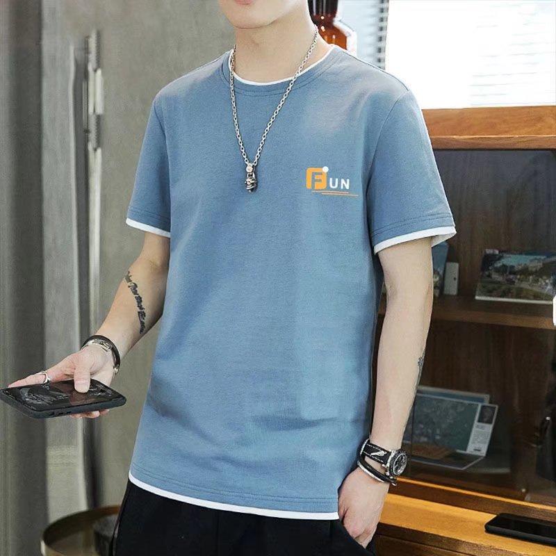 Men'S Short-Sleeved T-Shirt Summer Thin Ice Silk Breathable T-Shirt Trendy Student Top Men