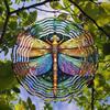 Hanging Wind Chime with Colorful Dragonfly Pattern 2D Kinetic Metal Art for Outdoor Courtyard Balcony Garden Decor