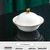 Gold Rim 6-inch Magnolia Ceramic Serving Bowl