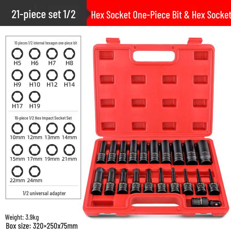 1/2" Electric Hex Socket Wrench and Screwdriver Bit Set