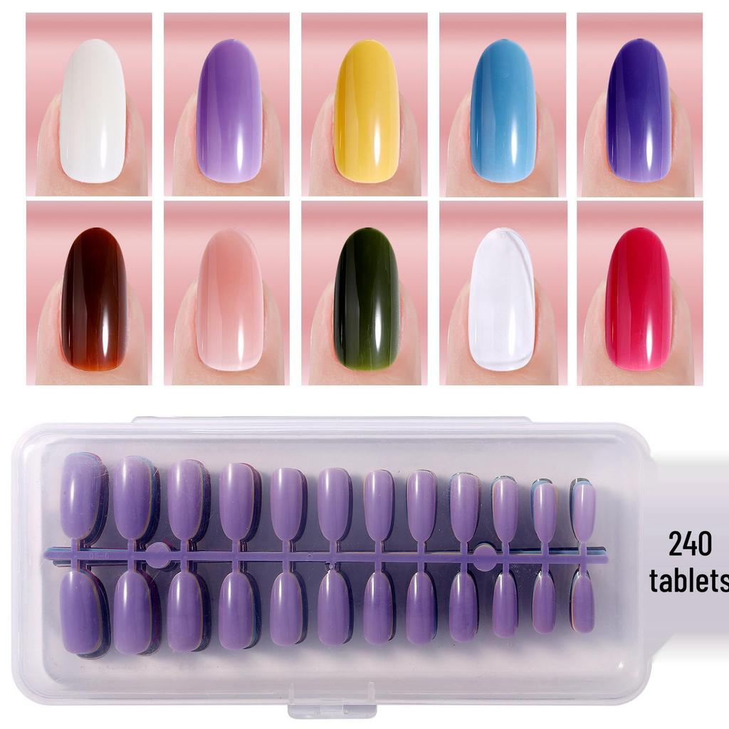 Colored Glitter Nail Art Tips - 240-Piece Set with Various Styles and Multiple Colors, Boxed Fake Fingernail Stickers