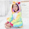 One-Piece Colorful Kids Rainbow Unicorn Shaped Kigurumi Animal Cosplay Sleepwear Costume