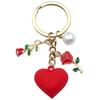 New Love Rose Pearl Pendant Keychain Girl Heart Sweet and Cute Backpack Jewelry Pendant Decoration