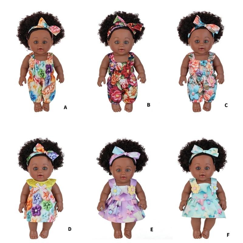 Păpușă Realistă Fetiță Neagră de 12 inch cu Păr Afro Natural Creț Jucărie Reborns Sigură Pentru Copii Colecționabilă Reconfortantă