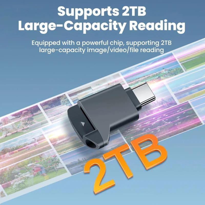 Мини-кардридер Type-C 2.0 для карт Tf Внешнее хранилище Черный Растягивающийся Для карты памяти USB C 2.0