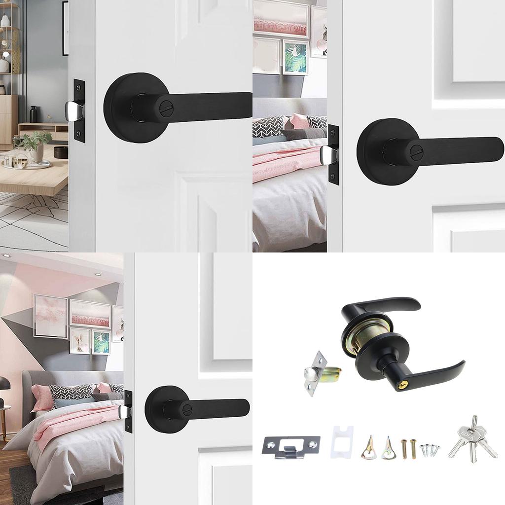 Door Handle Set with Tubular Latch Easy Installation Door Lever Multipurpose Handle for Interior Doors Passage Function