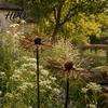 Weather-resistant Garden Stake Vintage Rustic Cornflower Metal Stake Weathered Iron Flower Sculpture with Hollow Nature-inspired Art Carving Outdoor