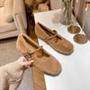 Elegant Women Shoes Inner Height Increase Mary Jane Shoes Woman 5cm Height  Autumn Winter Plush Women's Shoes Height Increase