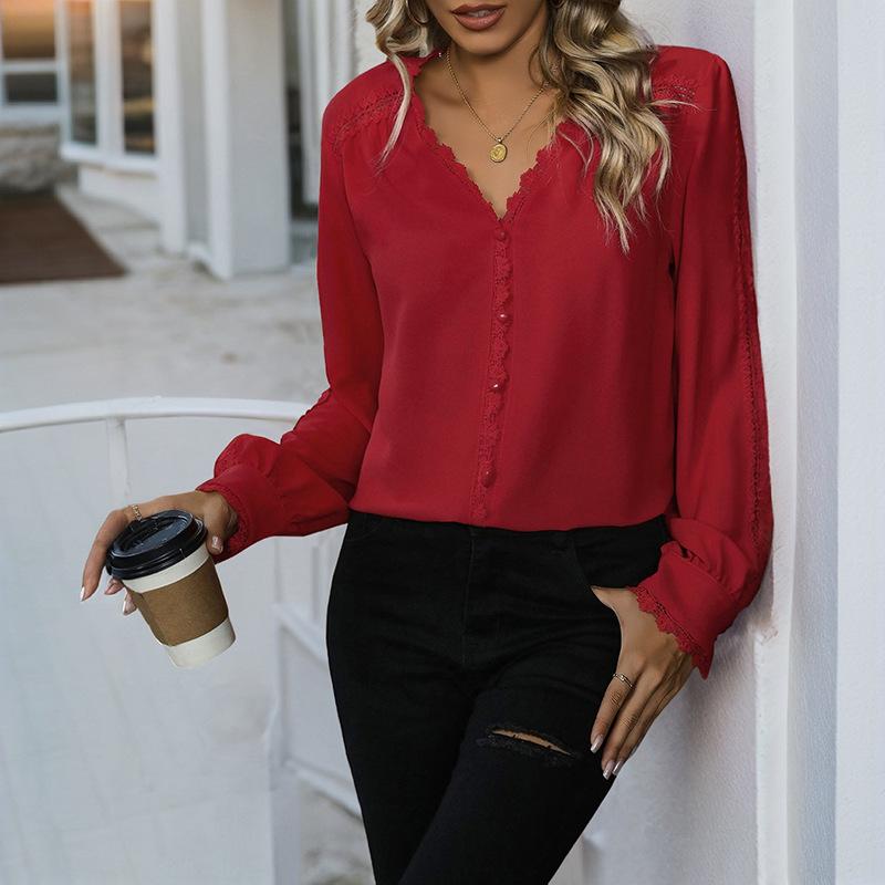 

A Romantic and Elegant Long-sleeved Shirt for A Versatile Commuting Date In Autumn S червоний