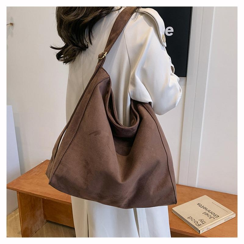Vintage Versatile Commuter Tote Bag Women's Large Capacity Underarm Bag Suede Shoulder Bag Handbag